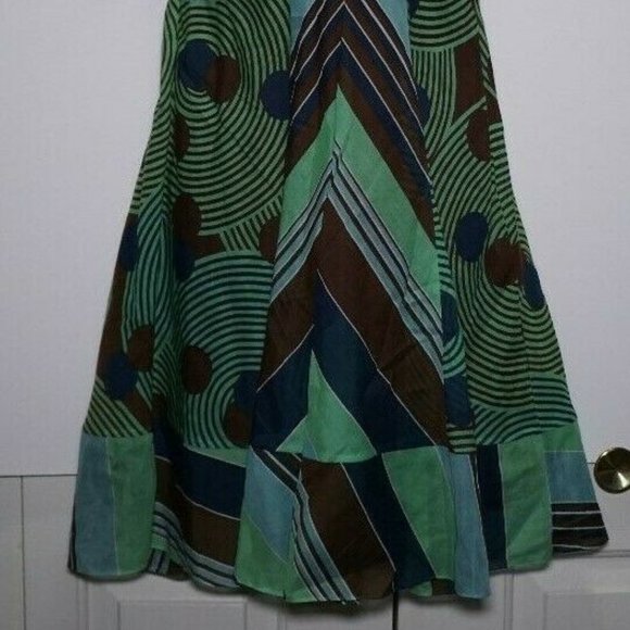 BCBG Maxazria Brown/Blue/Green Striped Dress Size Extra Small - Picture 4 of 4